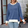 thumbnail image 5 of Yokua Women's Loose Long Sleeve Crew Neck Colorblock T-Shirt Casual High-Low Hem Ribbed Knit Top, 5 of 10