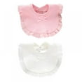 thumbnail image 3 of Baby Girl Snap Button Bibs Cotton Cute Bow Lace Bibs Waterproof Saliva Towel,0-2T, 3 of 5