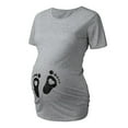 thumbnail image 1 of Kcodviy Ensemble de Pyjama de Maternité pour Femmes avec Imprimé Pieds, Manches Courtes, T-Shirts de Maternité avec Cœur Mignon, Hauts Graphiques Harem pour Femmes, Blouse de Maternité, 1 of 4