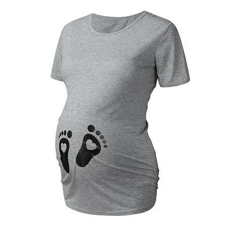

Baggy Clothes Women Feet Women Baby Print Graphic Maternity Heart Tops Short Cartoon T-shirt Sleeve Maternity blouse Maternity Announcement Shirts Christmas