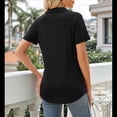 thumbnail image 4 of Camisas de Mujer con Cuello de Solapa, Cuello en V, Blusa de Corta, Blusa Informal Elegante. Negro XXL, 4 of 9