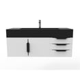 thumbnail image 2 of Nile 48" White Wood Floating Vanity with Black Top and Black Trim, 2 of 8