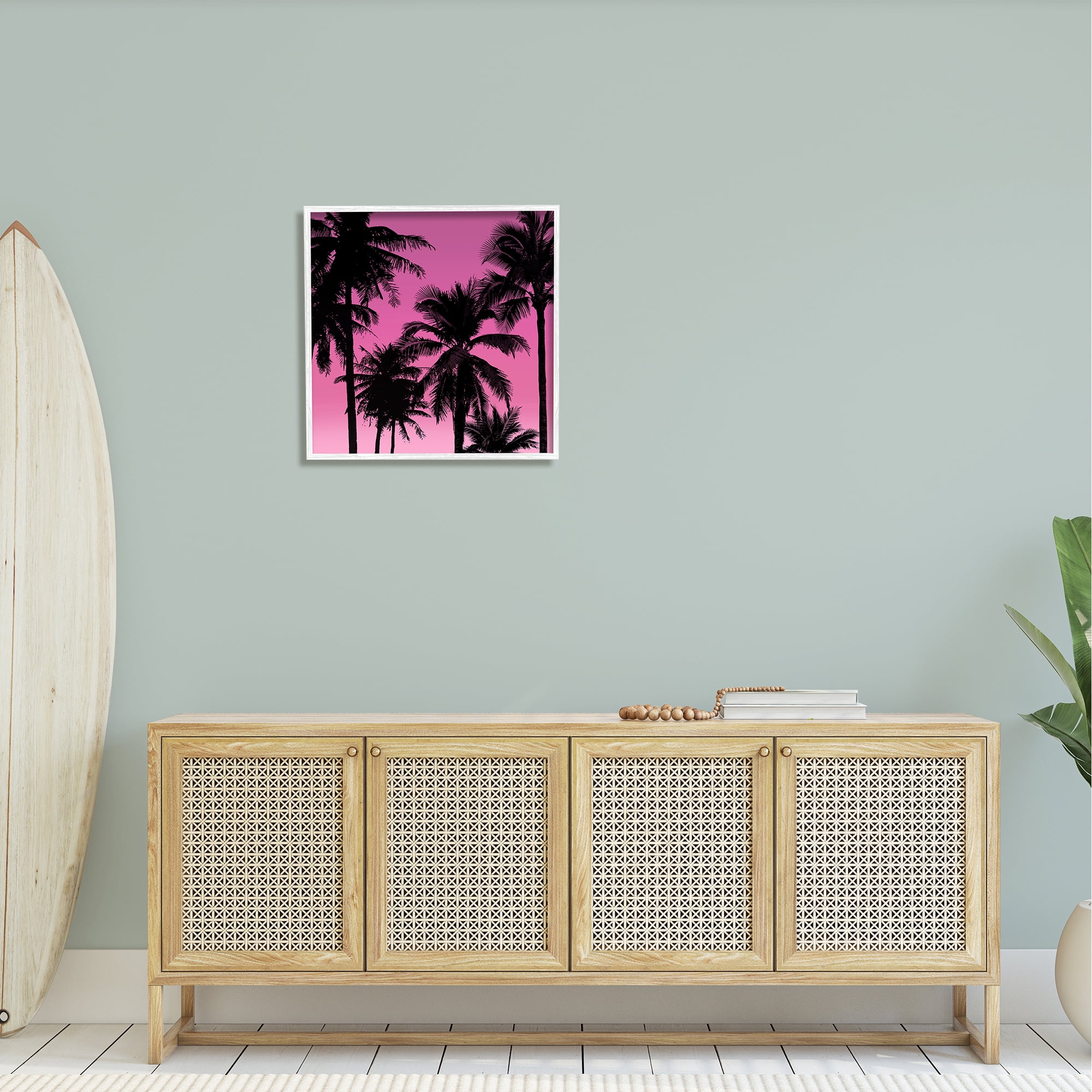 Stupell Palm Trees Sunset Silhouette Landscape Photography White Framed Art Print Wall Art