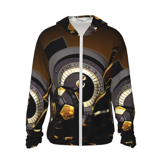 Fotbe Casino Cards Chaqueta con Protección Solar UPF 50+ para Hombre y Mujer, Camisa con Capucha y Bolsillos-Small