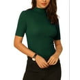 thumbnail image 1 of INSPIRAR CHIC Blusa de Cuello Mock para Mujeres, Manga Corta, Tops Básicos de Punto XL Verde Oliva, 1 of 5