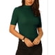 thumbnail image 1 of INSPIRAR CHIC Blusa de Cuello Mock para Mujeres, Manga Corta, Tops Básicos de Punto XL Verde Oliva, 1 of 5