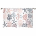 thumbnail image 2 of Sheer Curtains 54 Inches Long, Green Pink Coral Starfish Seahorse Shell Light Filtering Window Curtains for Living Room, Coastal Ocean Rod Pocket Voile Sheer Curtain Drapes, 52"W x 54"L, 2 Panels, 2 of 9
