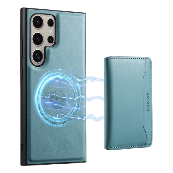 Detachable Wallet Case For Samsung S24 Ultra Credit Card Slot Holder, [Wireless Charging][Car Mount Magnetic]Premium Leather Kickstand Flip Hidden Shockproof Cover for Samsung Galaxy S24 Ultra, Blue