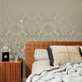 thumbnail image 2 of Crown Signature Beige Damask Unpasted Paper Wallpaper, 20.5-in by 33-ft, 56.4 sq. ft., 2 of 3