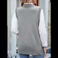 thumbnail image 4 of Suéteres de Punto para Mujer, Cuello Redondo, Lazo, Color Liso, Botones y Abertura Lateral, 2025 Gris S, 4 of 9
