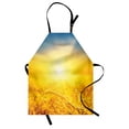 thumbnail image 1 of Yellow and Blue Apron Sunset over Harvest Wheat Nature Rural Field Autumn Landscape, Unisex Kitchen Bib Apron with Adjustable Neck for Cooking Baking Gardening, Earth Yellow Petrol Blue, by Ambesonne, 1 of 3
