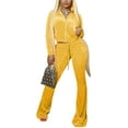 thumbnail image 1 of Women Casual 2 Piece Outfit Tracksuits High Waist Flared Pant Workout Sets with Pockets, 1 of 6