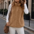 thumbnail image 5 of Nfurl Women's Fleece Vests with Pockets Warm Sleeveless Vest Jacket Trendy Fall Winter Stand Collar Outerwear Vests Yellow,M, 5 of 7