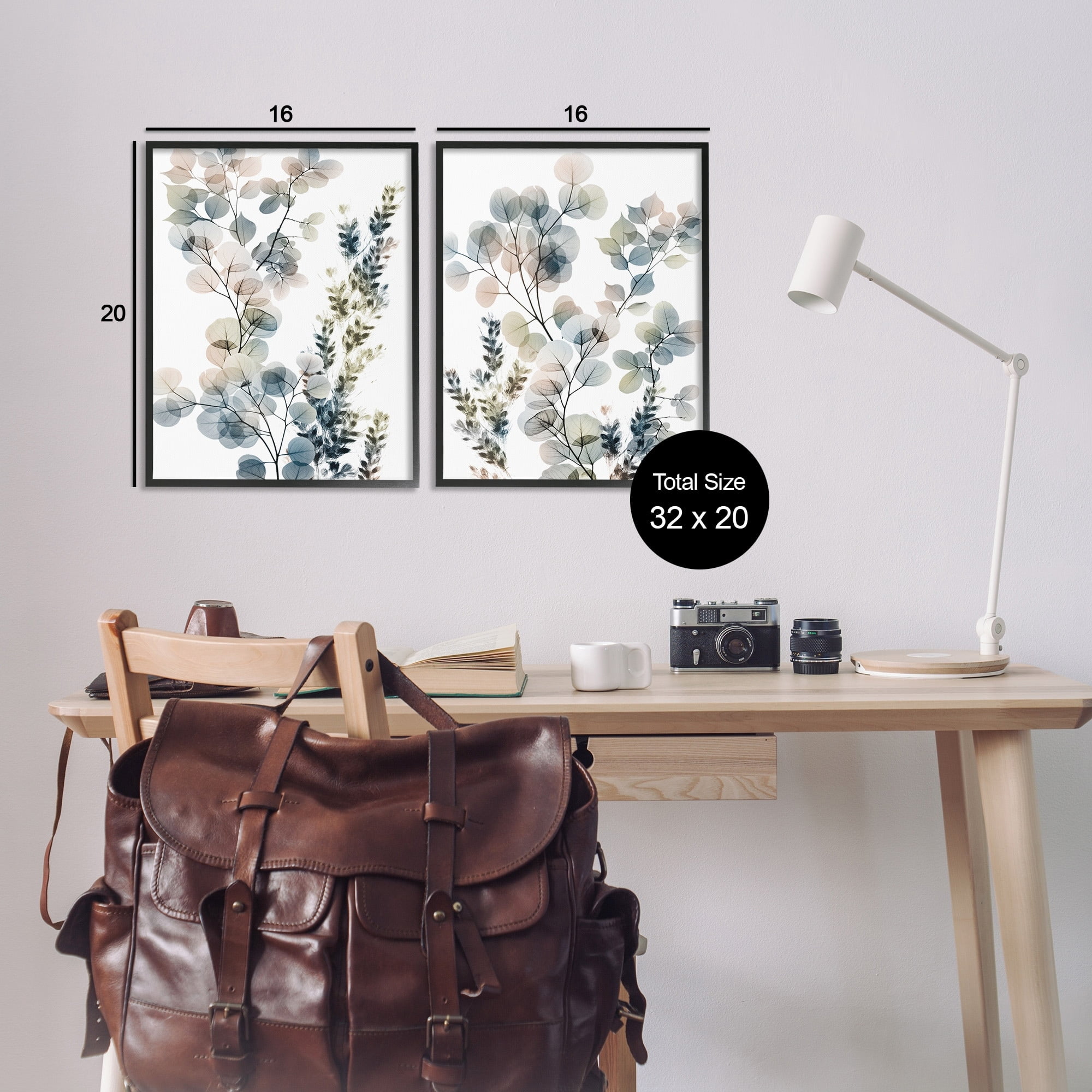 Collage of Translucent Plants 16 in x 20 in Framed Painting Art Prints, by Stupell Home Décor Set of 2