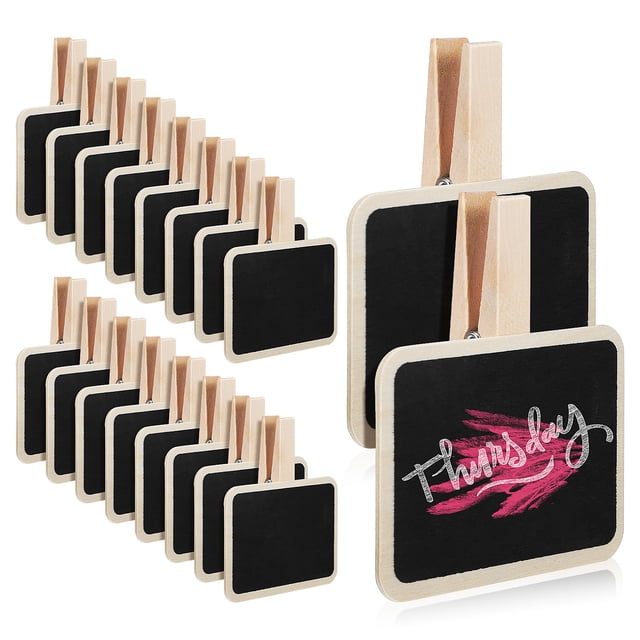 KAKOWELY 20 Pcs Mini Chalkboard Signs Photo Clips Chalkboard Labels Merchandise Tags Signs Food Labels For Party Buffet,3.07"X2.76"X0.59"