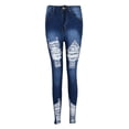 thumbnail image 2 of Pantalones vaqueros ajustados desgastados, de largo completo, estilo casual, de tiro medio para mujer 2XL, 2 of 9
