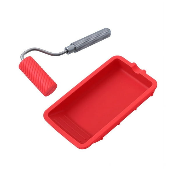 Mini Kit de Decoración de Pintura con Rodillo de Silicona, Bandeja para Rodillo de Pintura Pequeña de 48 mm para Pincel de Reparación de Pintura de Pared