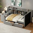 thumbnail image 3 of Harper & Bright Designs Twin Size Corner Bed Frame with Drawers, Daybed with Storage Shelves, Wooden L Shaped Beds with Side Desk, Gray, 3 of 21