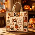 thumbnail image 3 of Halloween Quilted Tote Bag,Reusable Shopping Tote Large Capacity Trick or Treat Bag Fall Gift for Women Daily Commute Travel Shoulder Strap Handbag, 3 of 6