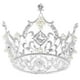 thumbnail image 1 of Corona redonda de estilo barroco de lujo con diamantes de imitación cuadrados para boda, diadema de fiesta, tiara para novia y mujer (blanco), 1 of 5
