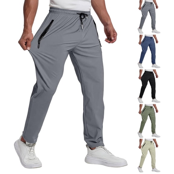 Trgacdwlo Men's Athletic Hiking Pants Quick Dry Stretch Workout Gym Men Joggers with Zipper Pocket Elastic Waist Mens Hiking Pants Green L