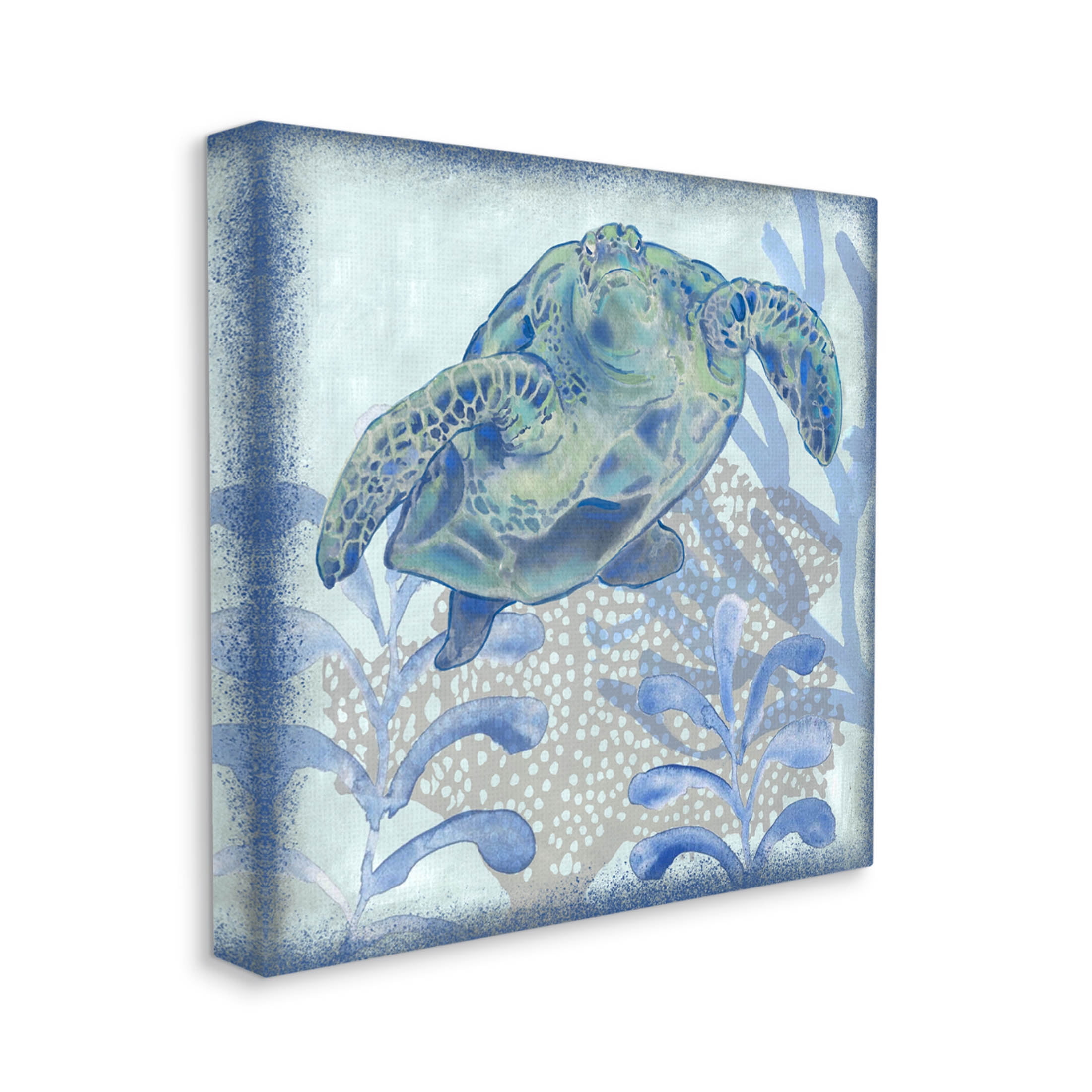Vivid Tortoise Layered Aquatic Plants Animals & Insects Graphic Art Gallery Wrapped Canvas Print Wall Art