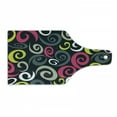 thumbnail image 1 of Psychedelic Cutting Board, Vintage Sixties Inspired Swirls on Dark Toned Background Modern Abstract Image, Tempered Glass Cutting and Serving Board, Wine Bottle Shape, Multicolor, by Ambesonne, 1 of 1