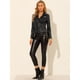 thumbnail image 4 of Chaqueta De Cuero Pu Con Cuello De Solapa Y Manga Larga Con Cremallera Frontal Para Mujer Negro XS, 4 of 6