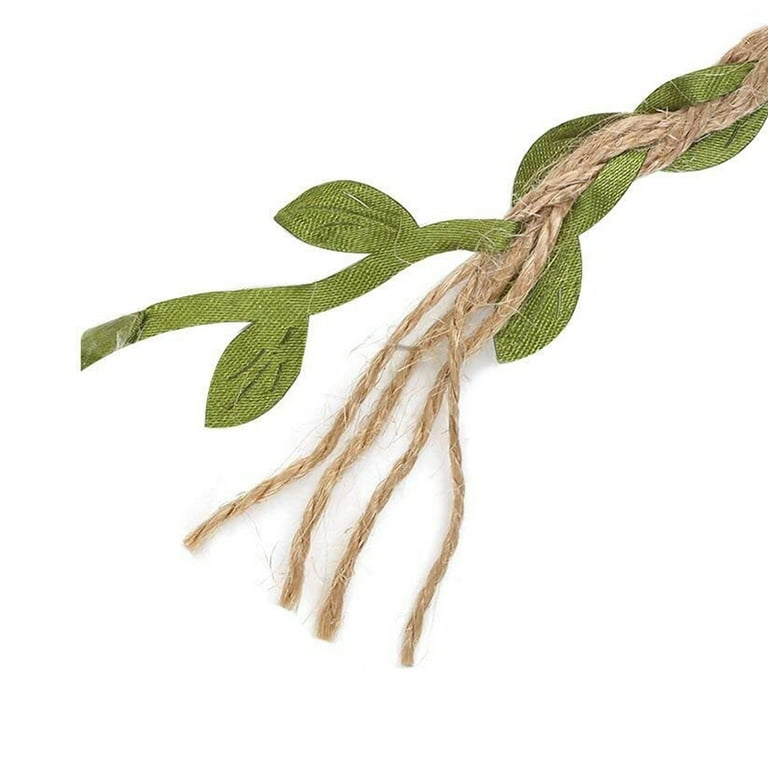 10M Natural Jute Twine Burlap Leaf Ribbon with Artificial Vine Green Leaves for Wedding Home Garden 10M Jute Twine Burlap Leaf Ribbon with Artificial