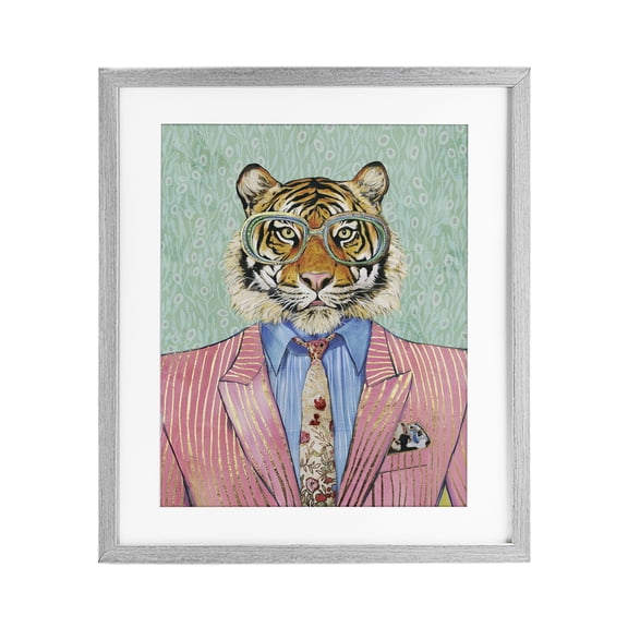 Stupell Industries Art Deco Sharp Tiger Outfit Gray Framed Print Under Glass, 17 x 21, by Svetlana Aleynikova