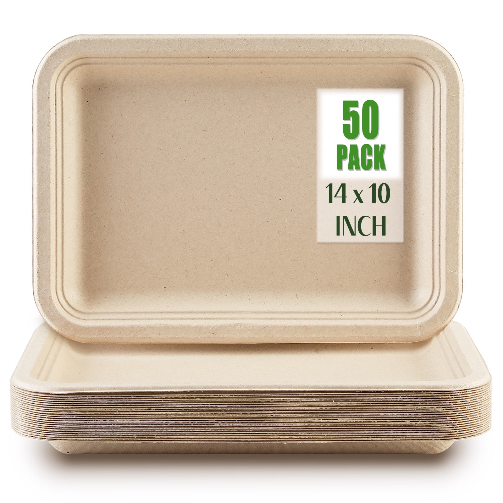14 Inch Disposable Food Trays for Serving, 50 Pack Large Rectangle