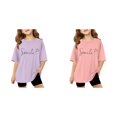 thumbnail image 1 of (2-Pack) Rinsvye Kids Short Sleeve Letter Design T Shirt Comfortable Tops And Girls Everyday Wear Durable Lightweight Apparel, 1 of 6