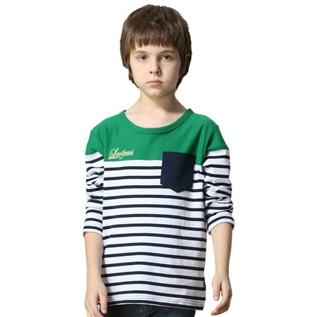 Leo&Lily Boys Long Sleeves Crew-Neck Stripes Pullover T-Shirt