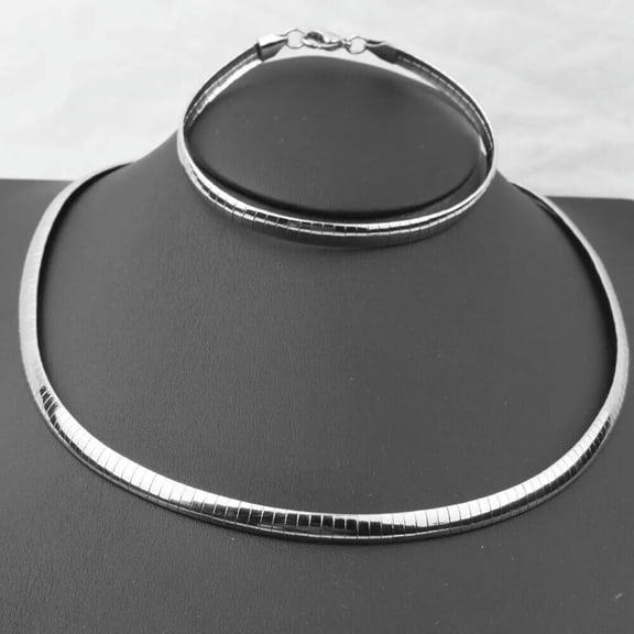 Fashion Silver Stainless Steel Unisex Women Choker Bracelet Necklace Link Set