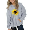 thumbnail image 2 of Spazoro Girls Hooded Sweatshirts, Fashion Soft & Comfy Long Sleeve Love Print Fall Winter Tops for Girls Gray Size 4 T, 2 of 4