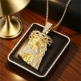thumbnail image 5 of Seyotauo Jesus Pendant Necklace Rope Gold Chain for Men Iced out Gold Plated Simulated Diamond Chain Stainless Steel Chain, 5 of 6