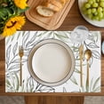 thumbnail image 4 of Sage Green Leaves Placemats Set of 6, Abstract Modern Geometric Lines Simple Art Placemats for Dining Table, Place Mats for Kitchen Tabletop, Waterproof Wipeable Dining Table Mats Set, 4 of 9