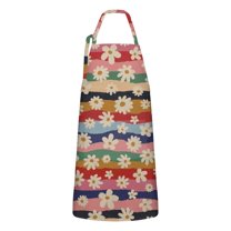 Pioneer Flower Floral Print Pattern Apron-Garden Aprons for Women with Pockets-Cotton Linen Waterproof Kitchen Cooking Gardening Aprons Adjustable for Kitchen,Cooking,BBQ and Salon 33x27 Inch