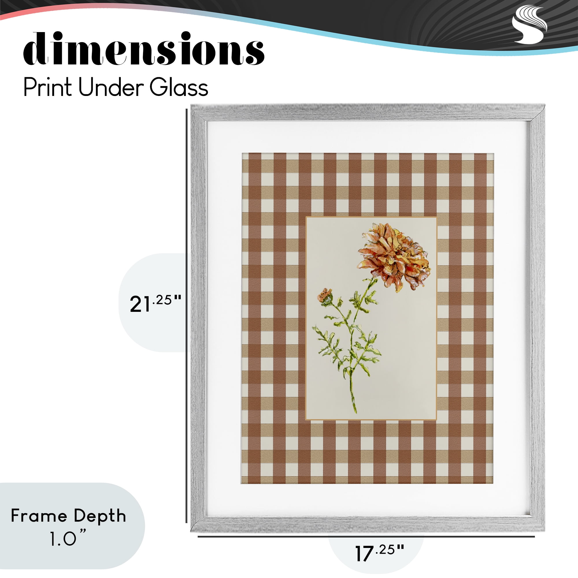 Stupell Industries Plaid Marigold Flower Gray Framed Print Under Glass, design by Lisa Wehmeyer