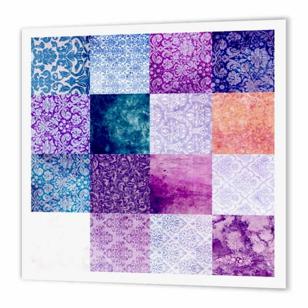 3dRose Purple quilt squares Grunge pattern print Vintage grungy damask patterns - girly ...