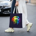 thumbnail image 2 of DouZhe Reusable Grocery Bags, Pride Rainbow Lips Lightweight Polyester Canvas Cloth Tote Bag for Travle Gym Shopping School, 15" x 16", 2 of 7