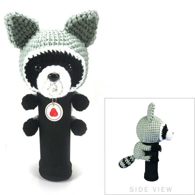 StitchHead Hand Stitched Yarn Animal Driver/Wood Head Cover - Raccoon