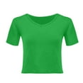 thumbnail image 6 of Black T Shirt Women, Comdrip Women's T Shirts Short Sleeve Color Block/Solid Tops Casual Summer Tees Short Sleeve Shirts for Women Green S, 6 of 8