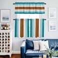 thumbnail image 2 of Modern Brown Teal Kitchen Curtains Sets for Windows 36 Inch Length, Boho Contemporary Geometric Striped Rod Pocket Window Treatments Tier Curtains and Valances Set for Bedroom/Bathroom, 2 of 8
