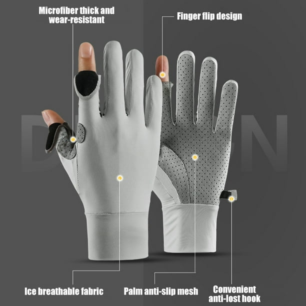 Sun Gloves Ice Silk UV Protection Fishing Gloves Nonslip