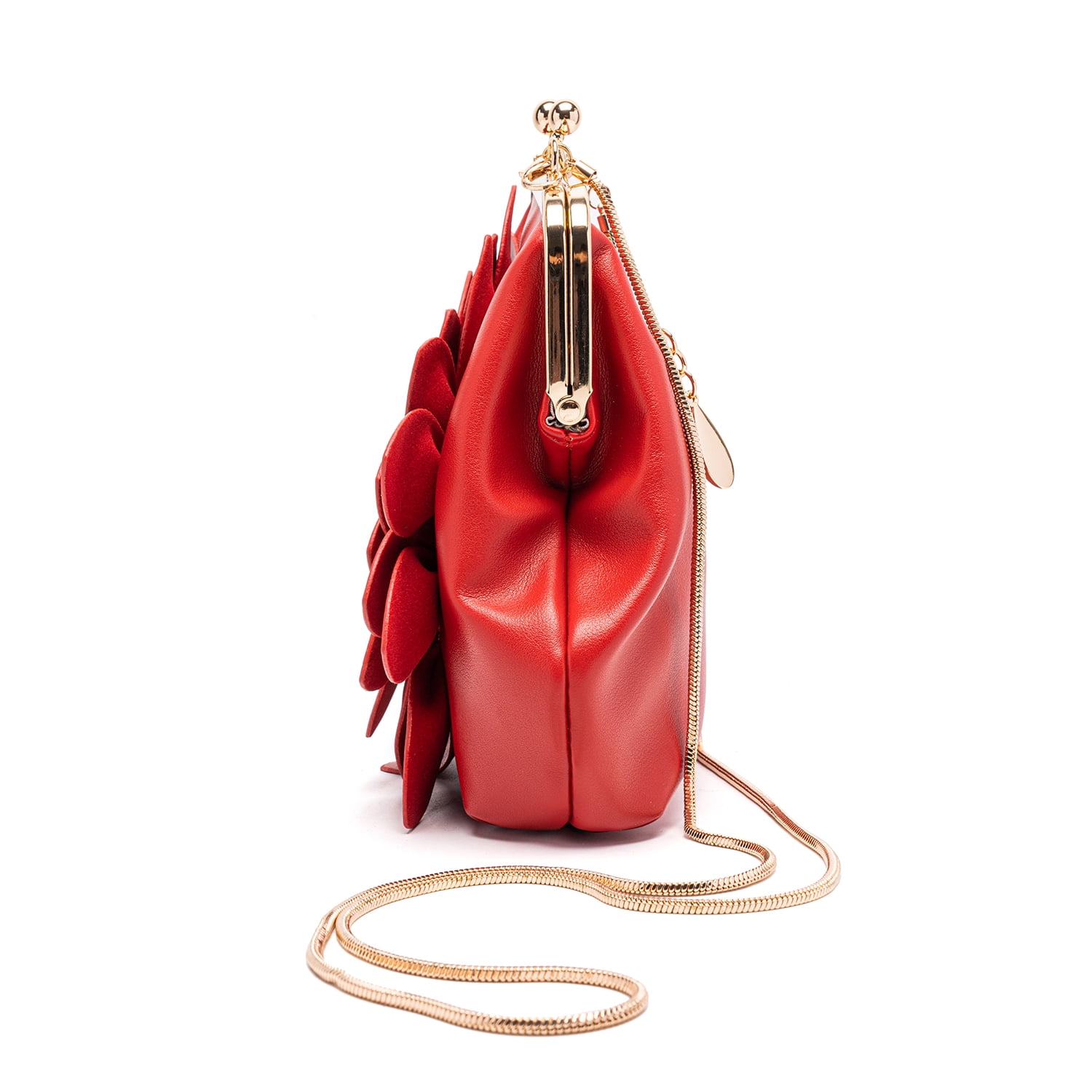 Ruiatoo Women's Evening Clutches Handbags Flower Formal Party Wallets Wedding Purses Wristlets Ethnic Totes Satchel Red