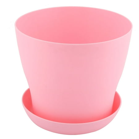 Pink Flower Pot - Apartment Plastic Flower Plant Succulent Ferns Pot Tray Container Holder Pink