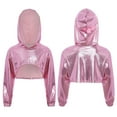 thumbnail image 3 of Kaerm Sparkly Cropped Top for Girls Rave Disco Party Outfits Hip Hop Jazz Performance Metallic Hoodies Pink 16, 3 of 4