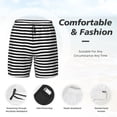 thumbnail image 3 of Mens Black White Mosaic Vertical Stripes 2 in 1 Quick Dry Swim Trunks with Compression Liner Beach Shorts, 3 of 6