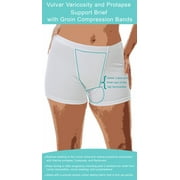 Underworks Vulvar Varicosity and Prolapse Support Brief with Groin Compression Bands White X-Large